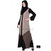 Front open Abaya- Grey | Black-Brown Combination